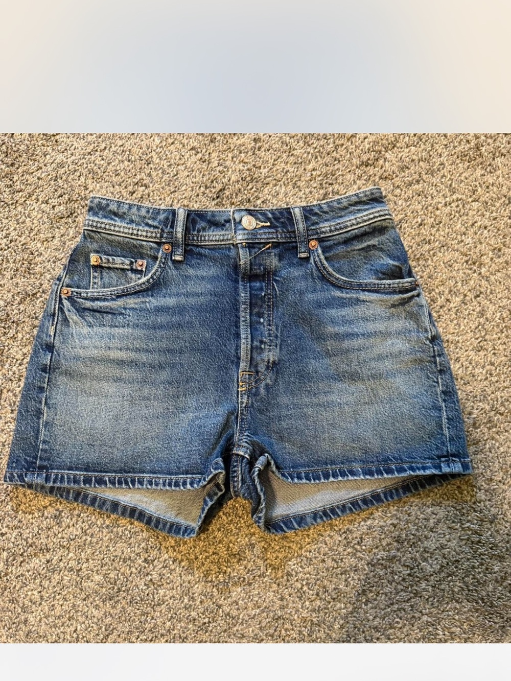 We The Free Distressed Mid-Blue Denim Shorts